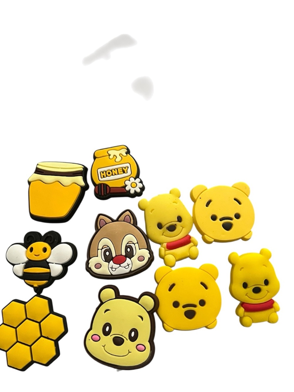 Yellow Winnie-Inspired Cute Animal Croc Charms - 10 Pack